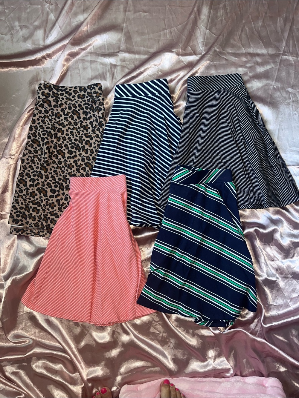 SO Women's Pink and Navy Striped & Leopard Skirt Collection